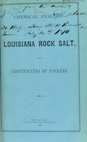 view Chemical analysis of Louisiana rock salt, and certificates of packers.