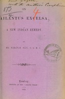 view On ailantus excelsa, a new Indian remedy / by Náráyan Dájí.