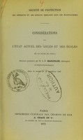 view Considérations sur l'état actuel des asiles et des écoles de la ville de Paris : discours / prononcé par M. le dr Marjolin.