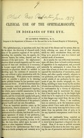 view The clinical use of the ophthalmoscope, in diseases of the eye / by Laurence Turnbull.