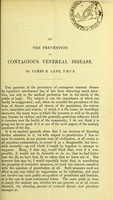 view On the prevention of contagious venereal disease / by James R. Lane.