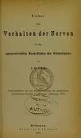 view Ueber das Verhalten der Nerven in den quergestreiften Muskelfäden der Wirbelthiere / von J. Gerlach.