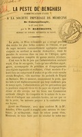 view La peste de Benghasi : communication faite à la Société impériale de médecine de Constantinople, le 27 août 1858 / par le Dr Bartoletti.