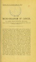 view On the micro-organism of cancer / by James Braithwaite.