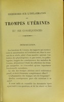 view Recherches sur l'inflammation des trompes utérines et ses conséquences / par Ed. Seuvre.