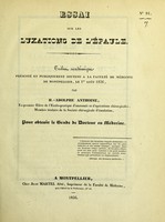 view Essai sur les luxations de l'épaule : tribut académique présenté et publiquement soutenu à la Faculté de médecine de Montpellier, le 1er août 1836 / par H.-Adolphe Anthoine.