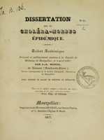 view Dissertation sur le choléra-morbus épidémique : tribut académique présenté et publiquement soutenu à la Faculté de médecine de Montpellier, le 5 avril 1837 / par J.-A. Monge.