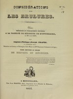 view Considération sur les brûlures : thèse présentée et publiquement soutenue à la Faculté de médecine de Montpellier, le 28 juin 1837 / par Auguste-Philippe-Joseph Crapez.