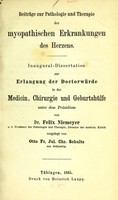 view Beiträge zur Pathologie und Therapie der myopathischen Erkrankungen des Herzens : Inaugural-Dissertation zur Erlangung der Doctorwürde in der Medicin, Chirurgie und Geburtshülfe unter dem Präsidium von Dr. Felix Niemeyer ... / vorgelegt von Otto Fr. Jul. Chr. Schultz.