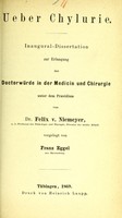 view Ueber Chylurie : Inaugural-Dissertation zur Erlangung der Doctorwürde in der Medicin und Chirurgie unter dem Praesidium von Dr. Felix v. Niemeyer ... / vorgelegt von Franz Eggel.