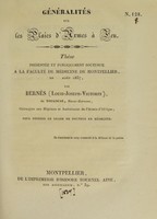 view Généralités sur les plaies d'armes à feu : thèse présentée et publiquement soutenue à la Faculté de médecine de Montpellier, le [...] août 1837 / par Bernès (Louis-Joseph-Victorin).