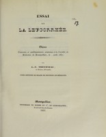 view Essai sur la leucorrhée : thèse présentée et publiquement soutenue à la Faculté de médecine de Montpellier, le [...] août 1837 / par A.-V. Theveneau.