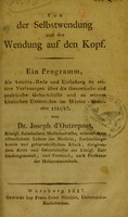 view Von der Selbstwendung und der Wendung auf den Kopf : ein Programm, als Antritts-Rede und Einladung zu seinen Vorlesungen über die theoretische und praktische Geburtshülfe und zu seinem klinischen Unterrichte im Winter-Semester 1816/17 / von Joseph d'Outrepont.