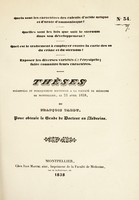 view Thèses présentées et publiquement soutenues à la Faculté de médecine de Montpellier, le 23 avril 1838 / par François Tardy.