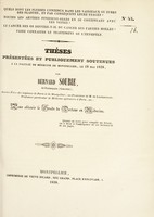 view Thèses présentées et publiquement soutenues à la Faculté de médecine de Montpellier, le 18 mai 1838 / par Bernard Soubie.