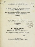 view Considérations historiques et médicales sur l'état de l'esclavage à l'île Bourbon (Afrique) : suivies d'un coup d'oeil sur quelques-unes des maladies les plus communes chez les noirs de cette colonie ... : thèse présentée et publiquement soutenue à la Faculté de médecine de Montpellier, le 25 juillet 1838 / par Joseph Morizot.