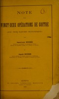 view Note sur vingt-deux opérations du goitre / par Jaques-Louis Reverdin et Auguste Reverdin.