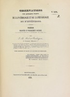 view Observations sur quelques points de la pathologie et de la physiologie de l'encéphale : thèse présentée et publiquement soutenue à la Faculté de médecine de Montpellier, le 17 août 1838 / par J.-B. Hubert Rodrigues.