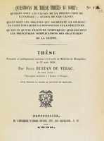 view Thèse présentée et publiquement soutenue à la Faculté de médecine de Montpellier, le 27 août 1838 / par Jules Rustan de Vérac.
