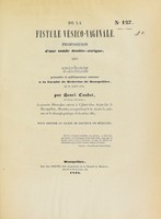 view De la fistule vésico-vaginale : proposition d'une sonde double-airigne : thèse présentée et publiquement soutenue à la Faculté de médecine de Montpellier, le 31 août 1838 / par Henri Caubet.