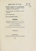 view Thèse présentée et publiquement soutenue à la Faculté de médecine de Montpellier, le 17 février 1840 / par Gustave Tarrès.