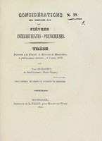 view Considérations sur certains cas des fièvres intermittentes-pernicieuses : thèse présentée à la Faculté de médecine de Montpellier, et publiquement soutenue, le 3 mars 1840 / par Paul Freissinet.