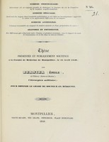 view Thèse présentée et publiquement soutenue à la Faculté de Mèdecine de Montpellier, le 15 avril 1840 / par Bernier (Émile).