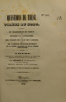 view Thèse présentée et publiquement soutenue à la Faculté de médecine de Montpellier, le 19 août 1840 / par Grosieux (Pre-Hippolyte).