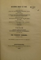 view Thèse présentée et publiquement soutenue à la Faculté de médecine de Montpellier, le 22 août 1840 / par François Carbonel.