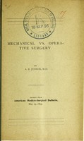 view Mechanical vs. operative surgery / by A.B. Judson.