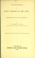 view The diagnosis of Pott's disease of the spine before the stage of deformity / by V.P. Gibney.