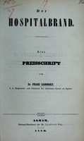 view Der Hospitalbrand : eine Preisschrift / von Franz Zaborsky.