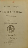 view Il clima e le acque di San Maurizio nell'alta Engadina : cenni / del professore Gaetano Strambio.