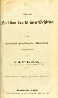 view Ueber die Funktion des kleinen Gehirns : eine medicinisch-physiologische Abhandlung, zusammengestellt / von J.P. Liedbeck.