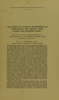 view The wisdom of surgical interference in haematemesis and melaena from gastric and duodenal ulcer : being a paper read in the Section of Surgery at the Annual Meeting of the British Medical Association, held at Portsmouth, August, 1899 / by G.E. Armstrong.