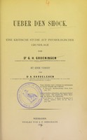 view Ueber den Shock : eine kritische Studie auf physiologischer Grundlage / von G.H. Groeningen ; mit einem Vorwort von A. Bardeleben.