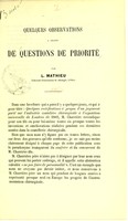 view Quelques observations à propos de questions de priorité / par L. Mathieu.