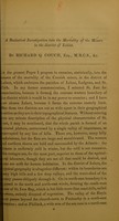 view A statistical investigation into the mortality of the miners in the district of Lelant / by Richard Q. Couch.