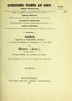 view Thèse présentée et publiquement soutenue à la Faculté de médecine de Montpellier, le 5 avril 1841 / par Moutier (Henri).