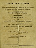 view Leges oscillationis oriundae si duo corpora diversa celeritate oscillantia ita conjunguntur ut oscillare non possint nisi simul et synchronice exemplo illustratae tuborum linguatorum : dissertatio physica ... / publice defendet auctor Wilhelmus Weber ; assumto socio Henrico Eduardo Floss.