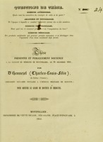 view Thèse présentée et publiquement soutenue à la Faculté de médecine de Montpellier, le 24 décembre 1841 / par D'Hennezel (Charles-Louis-Félix).