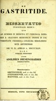 view De gastritide : dissertatio inauguralis medica ... / publice defendet auctor Adolphus Bienengraeber ; opponentibus Kretzschmar, Steingroewer, Buettner.