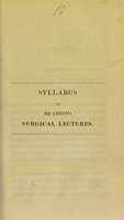 view Syllabus of Mr Liston's surgical lectures.