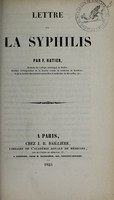 view Lettre sur la syphilis / par F. Ratier.