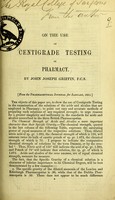 view On the use of centigrade testing in pharmacy / by John Joseph Griffin.