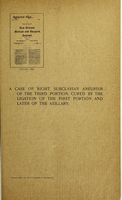 view A case of right subclavian aneurism of the third portion, cured by the ligation of the first portion and later of the axillary.