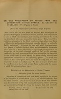 view On the absorption of fluids from the connective tissue spaces / by Ernest H. Starling.