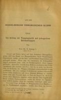 view Ein Beitrag zur Wangenplastik mit gedoppeltem Halshautlappen / von V. Czerny.