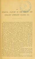 view The surgical anatomy of the breast and axillary lymphatic glands, considered with reference to the morbid anatomy and treatment of carcinoma : with a note on the 'nitric acid method' of demonstration : (from the Surgical Laboratory of the University of Edinburgh) / by Harold J. Stiles.