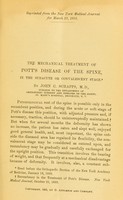 view The mechanical treatment of Pott's disease of the spine, in the subacute or convalescent stage / by John C. Schapps.